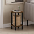 BESI 2-Tier Side Table with Metal Legs, Light Marble