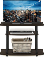 Turn-N-Tube No Tools 3-Tier Entertainment Center TV Stand for TV up to 32 Inch, Plastic Round Tubes, Dark Brown/Black