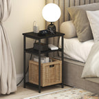 Moretti 3-Tier Night Stand with Charging Station, Americano
