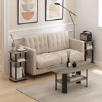 Turn-N-Tube Toolless 3-Tier Side Table Set of 2, Grey Oak