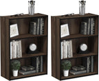PASIR Set of 2 3-Tier Book Shelf, Columbia Walnut