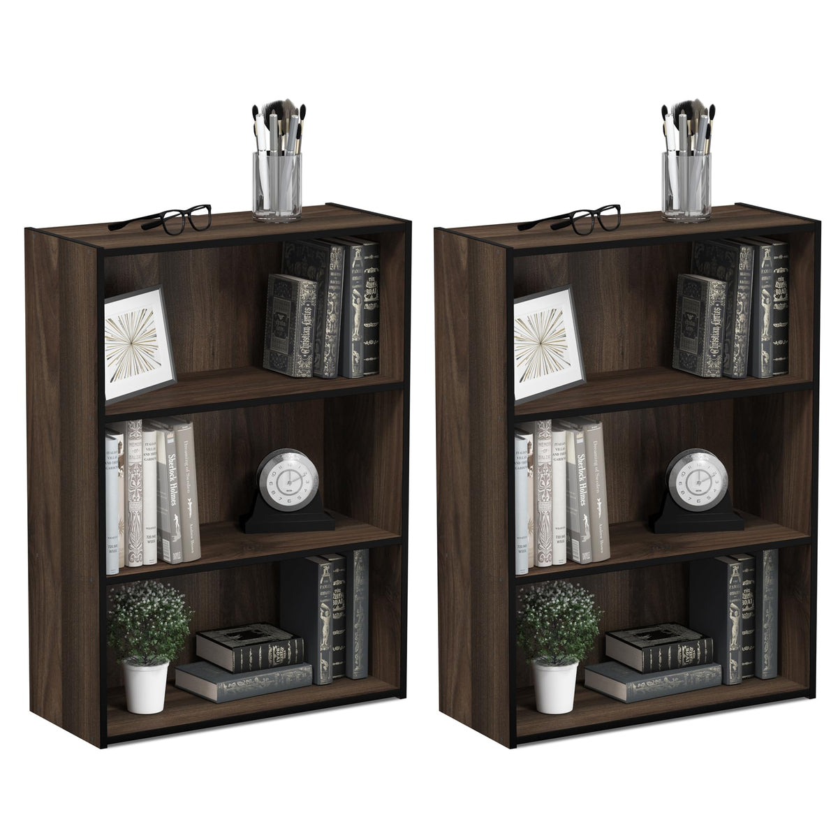 4-Tier Book Shelf, Open Shelves Bookshelf, Light Blue/White