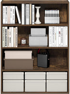 PASIR Book Shelf, 4-Tier Bookshelf with Open Storage Shelf, Standing Bookcase, 9.3 x 31.3 x 41.8, Easy Assembly, for Home Office, Bedroom, Living Room, Amber Pine