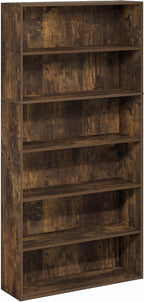 PASIR Book Shelf, 6-Tier Bookshelf with Open Storage Shelf, Standing Bookcase, 9.4 x 31.5 x 63, Easy Assembly, for Home Office, Bedroom, Living Room, Amber Pine