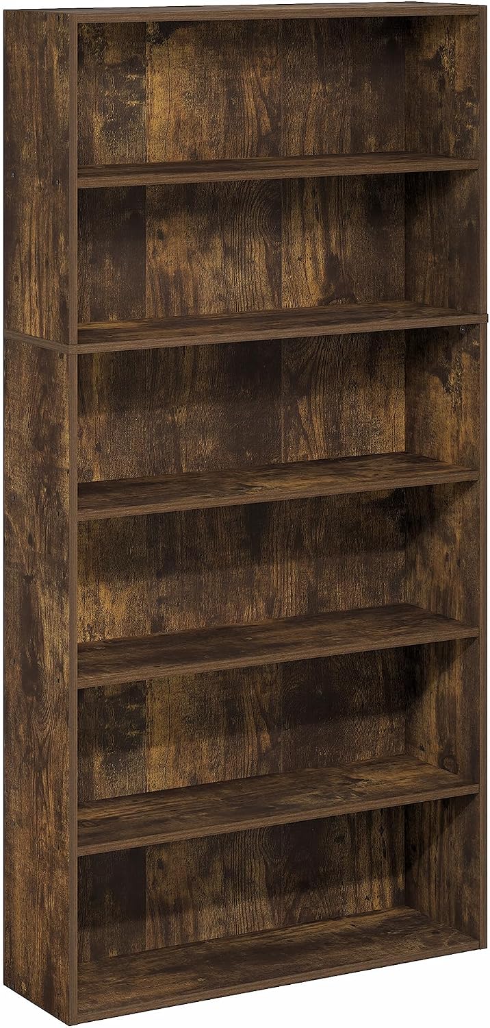 PASIR Book Shelf, 6-Tier Bookshelf with Open Storage Shelf, Standing Bookcase, 9.4 x 31.5 x 63, Easy Assembly, for Home Office, Bedroom, Living Room, Amber Pine