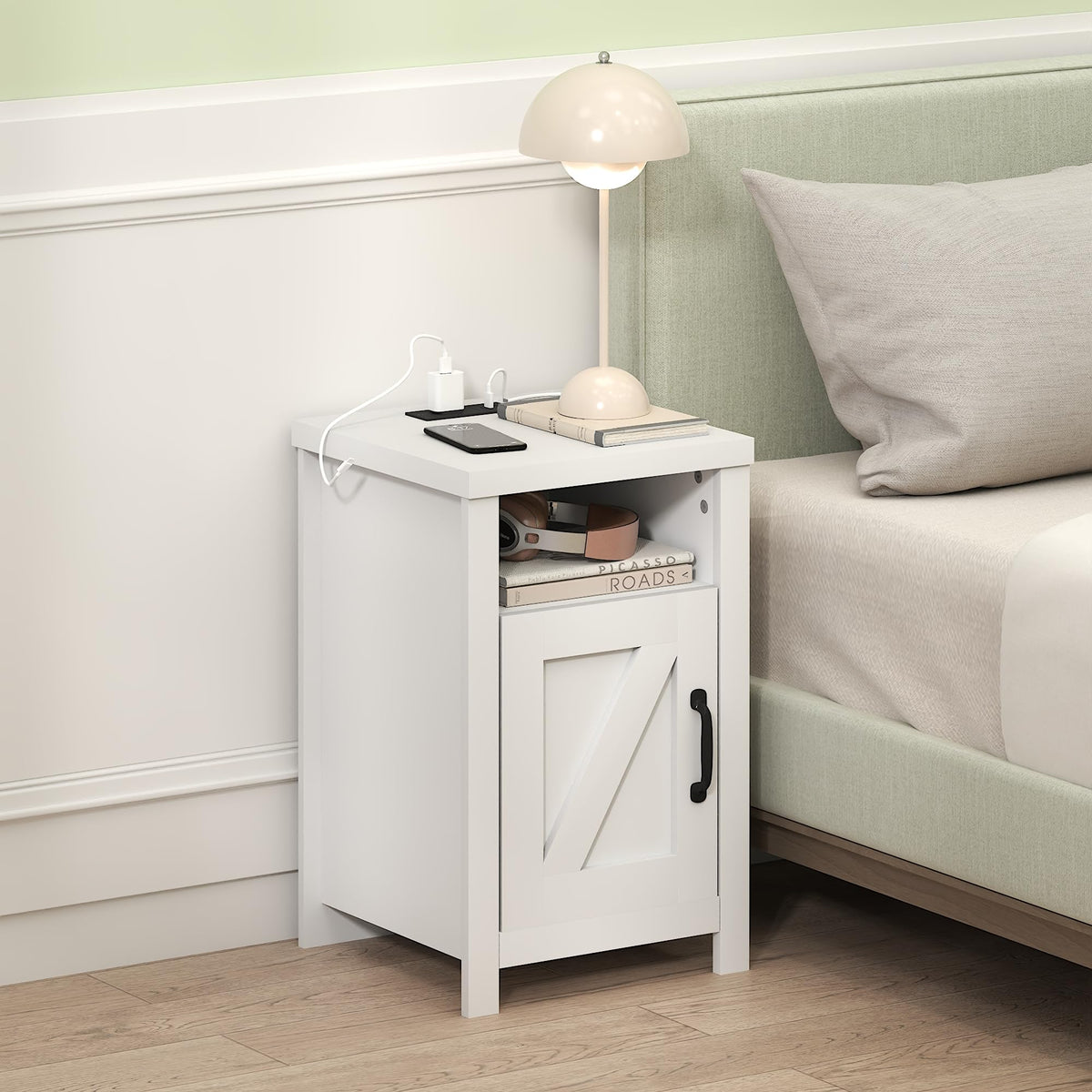 Andrey Set of 2 End / Side Table / Night Stand / Bedside Table with Bin Drawer, Espresso