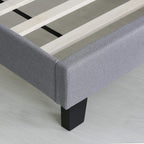 Laval Button Tufted Upholstered Platform Bed Frame, Twin, Glacier