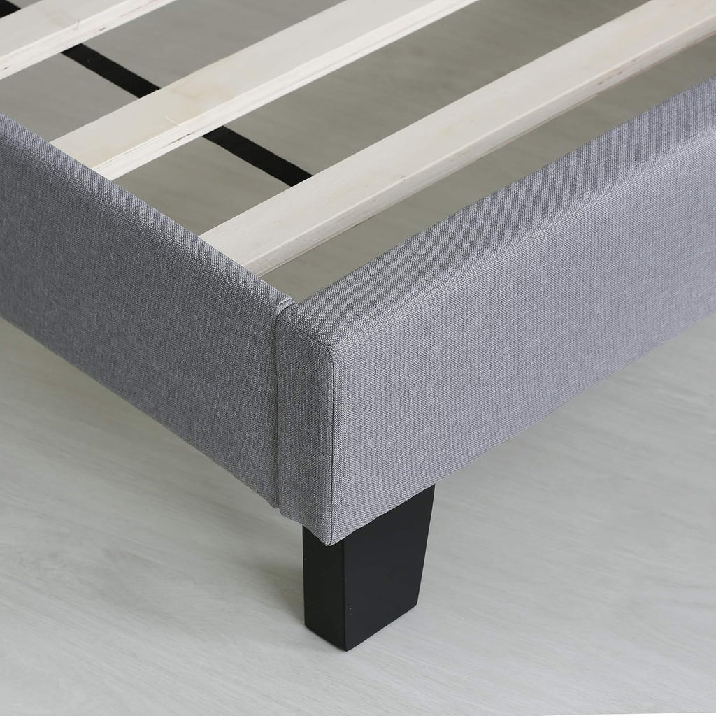Laval Button Double Row Nail Head Bed Frame, Queen Size, Glacier