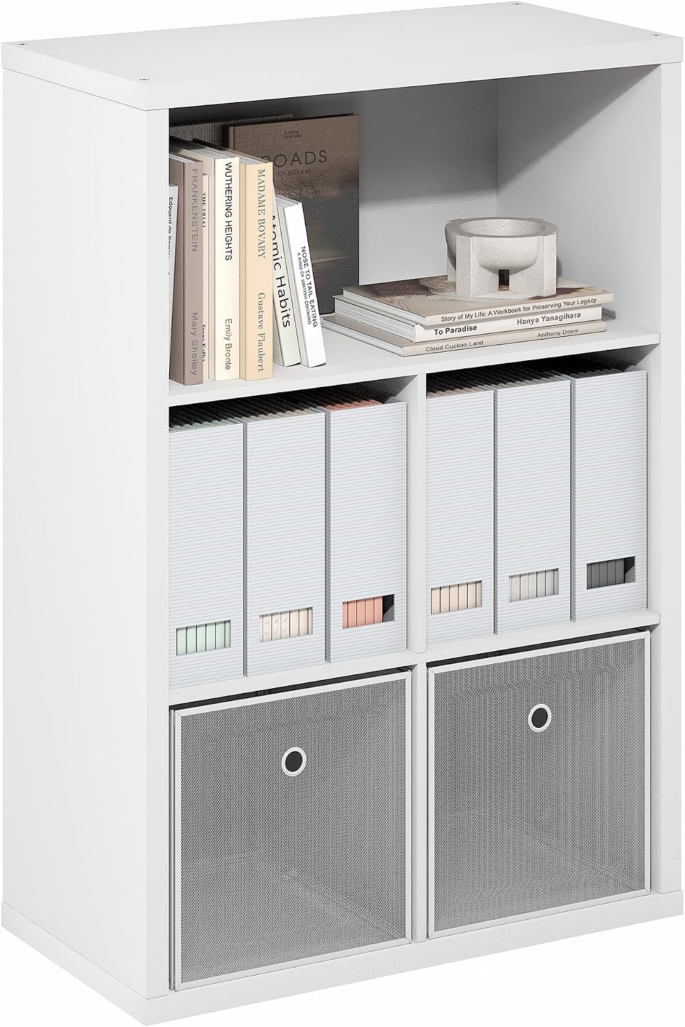 Cubicle 5-Cube Book Shelf, Cube Storage Organizer, Plain White