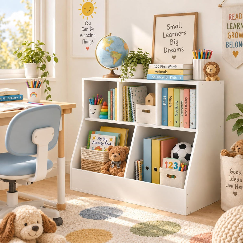 LUDER 5-Cube Small Book Shelf, White
