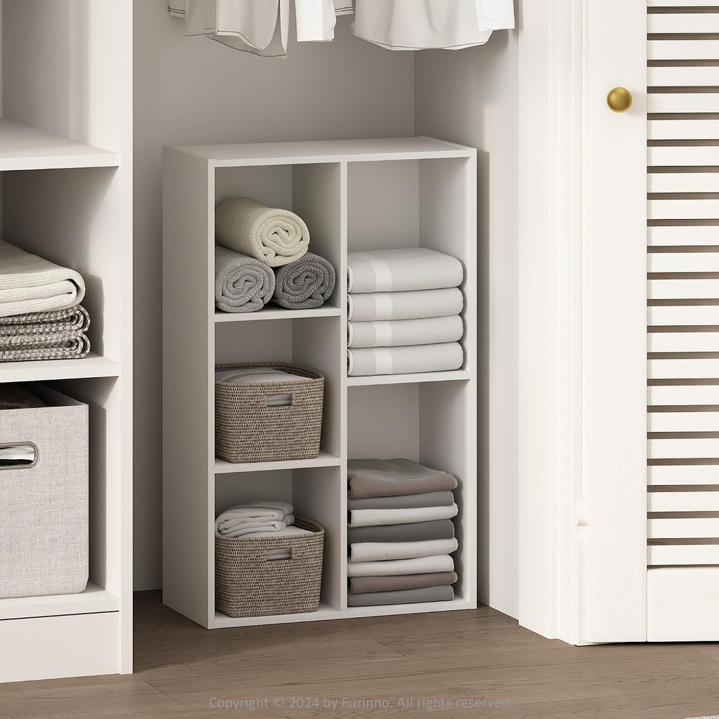 Reed Closet Organizers and Storage, 5-Cube Reversible Closet Shelves, Closet Organization Shelf, 9.4 x 19.5 x 31.5, for Bedroom, Closet, White