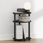 Turn-N-Tube 3-Tier Oval Night Stand, Toolless Assembly Narrow Nightstand, Modern Compact Side Table, End Table, for Living Room, Bedroom, Espresso