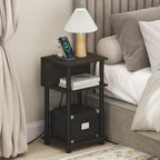 JUST 3-Tier Charging Station Night Stand, Espresso