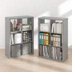 Cubicle Book Shelf Set of 2, 6-Cube Bookshelf, Light Grey