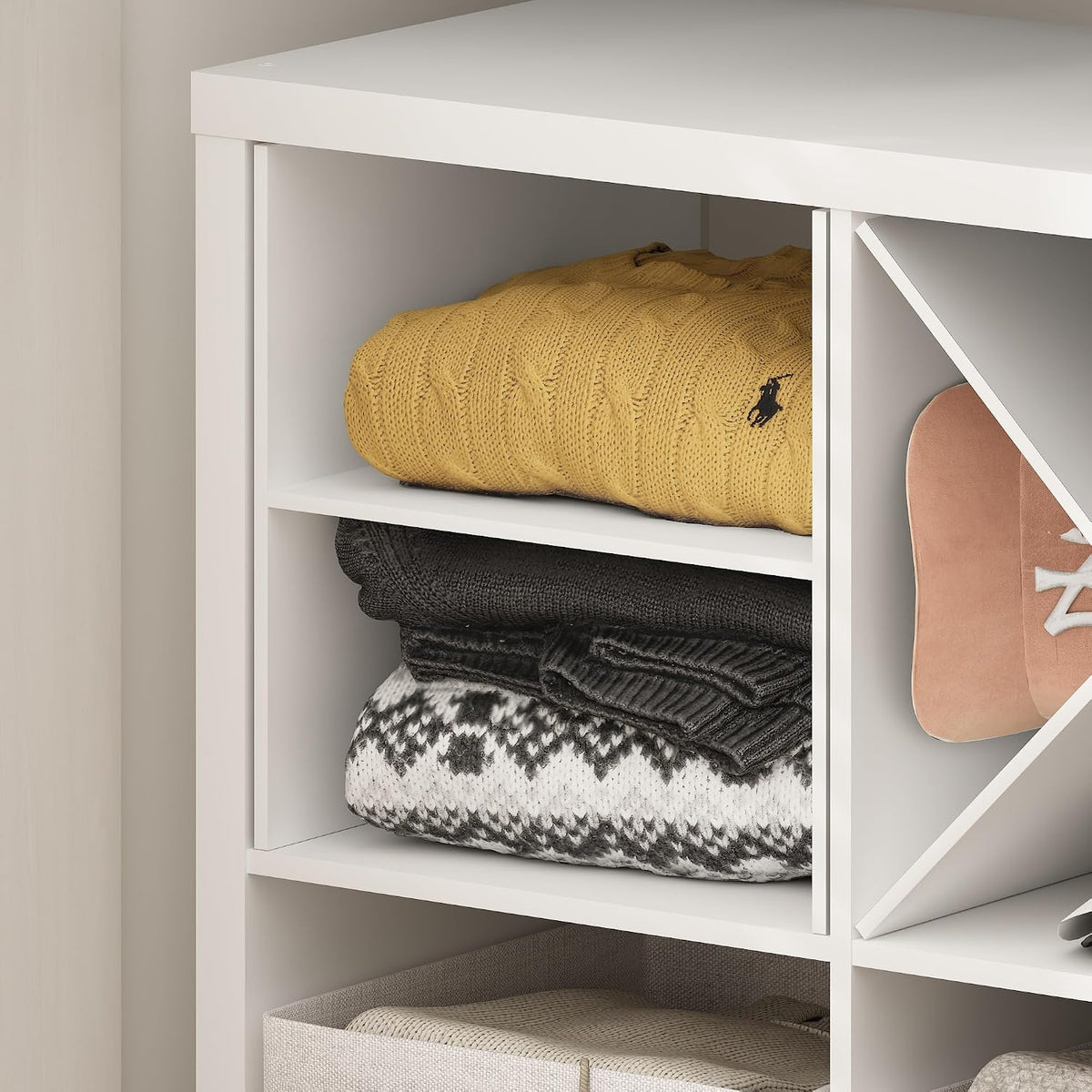 Cubicle Cube Insert, H-Shelf Cube Organizer, Fits into Extra Thick Cubes, for Organizers and Storage, White (Does not fit IKEA Kallax Shelving)