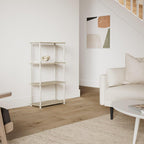 Turn-N-Tube 4-Tier Multipurpose Shelf Display Rack, Classic Tubes, Sonoma Oak/White