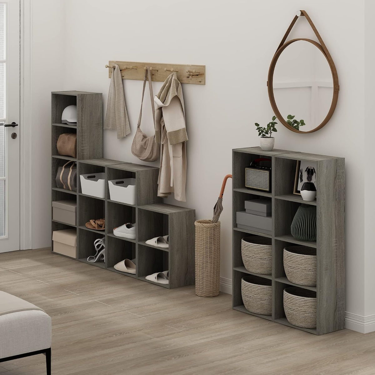 LUDER 4-Tier Book Shelf, Open Shelves Bookshelf, French Oak