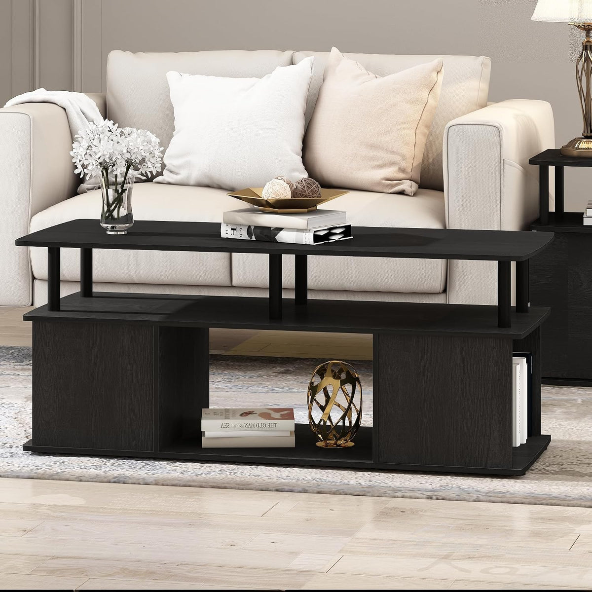 JAYA TV Stand for TVs up to 50 Inch with Open Storage, Blackwood