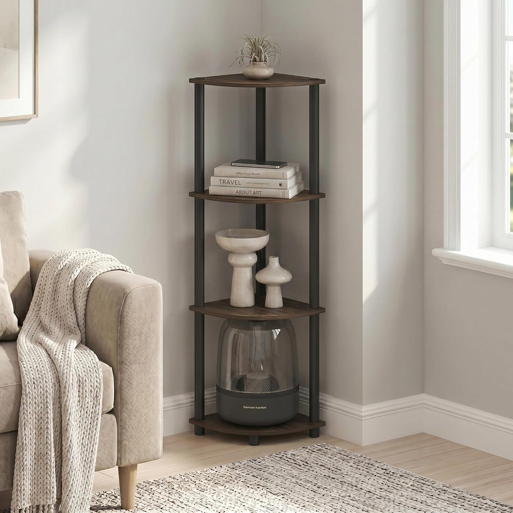 Turn-N-Tube Toolless 4-Tier Storage Shelves, Columbia Walnut