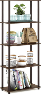 Turn-N-Tube Toolless Assembly 5-Tier Closet Shelf, Walnut