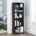 Jaya Set of 2 5-Tier Book Shelf with Open Shelves, Darkwood