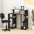 Jaya 35.3 Inch Computer Desk with Raised Hutch, White Wood
