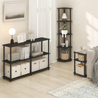 JUST Set of 2 Toolless Assembly 3-Tier Side Table, Dark Americano