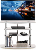 Frans Turn-N-Tube TV Stand for TV Size up to 43 Inch, 4-Tier, White Oak