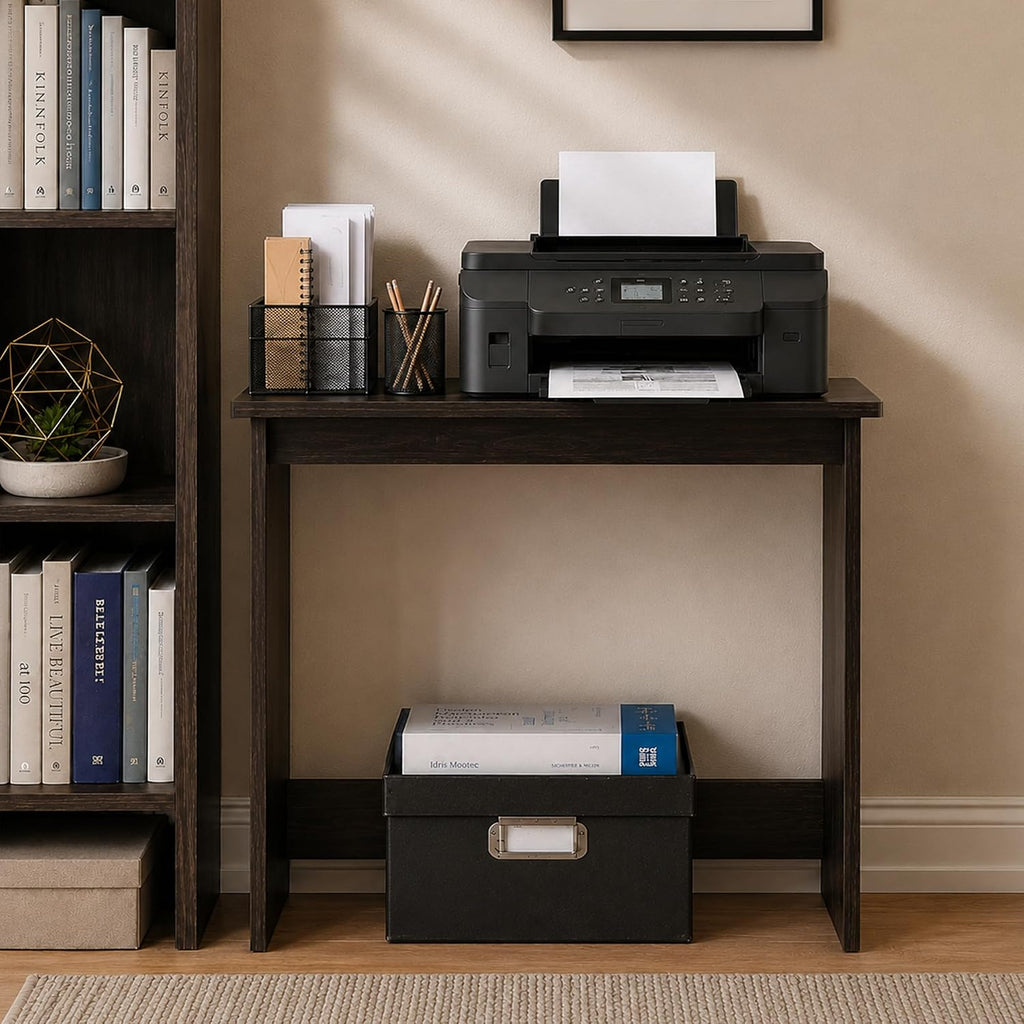 Simplistic Printer Stand with Large Desktop, Espresso