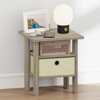TIDUR 3-Tier Night Stand, Nightstand with Storage Bin, Sonoma Oak