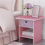 Dario Side Table with Bin Drawer, Pink End Table with Open Shelves, Night Stand, Bedside Table for Living Room, Bedroom, Home Office, for Living Room, Bedroom, Pink