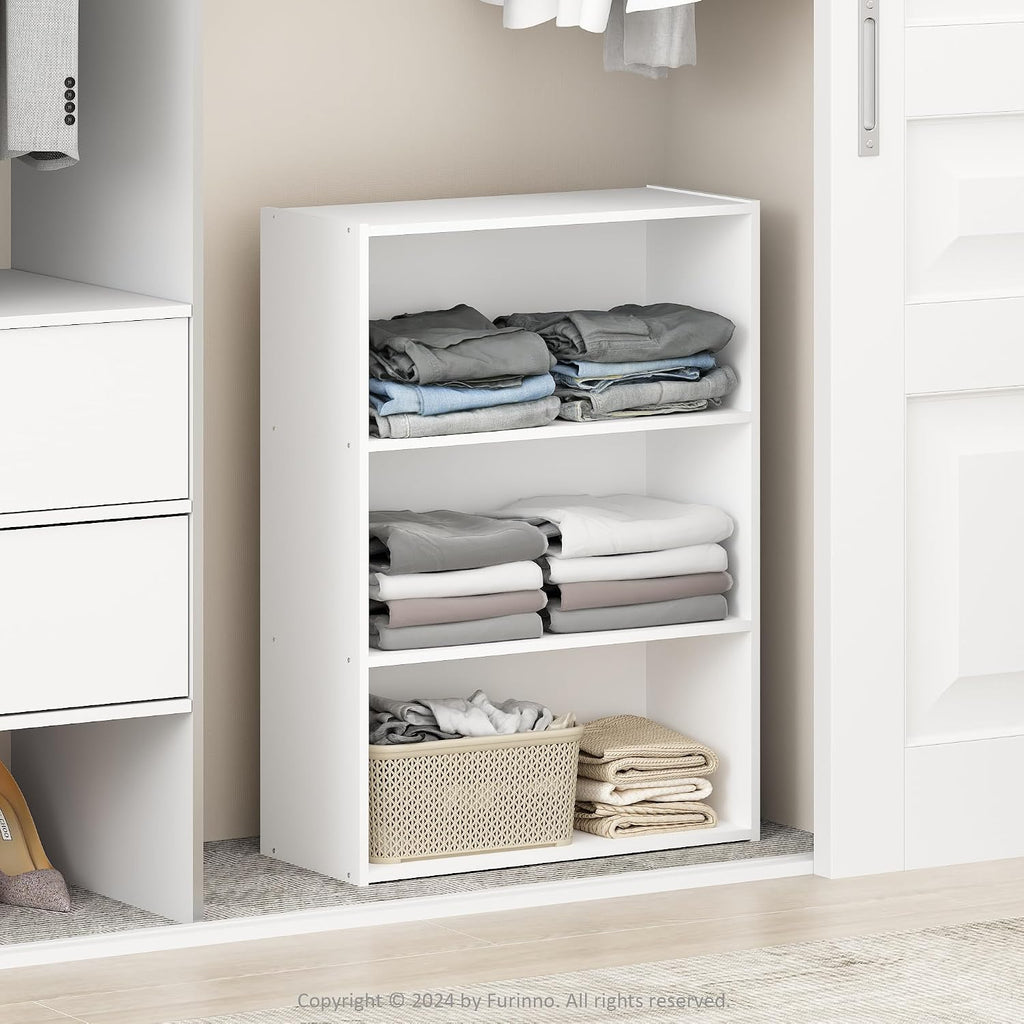 Reed Closet Organizers and Storage, 3-Tier Reversible Closet Shelves, Closet Organization Shelf, 9.7 x 23.7 x 31.5, for Bedroom, Closet, Plain White