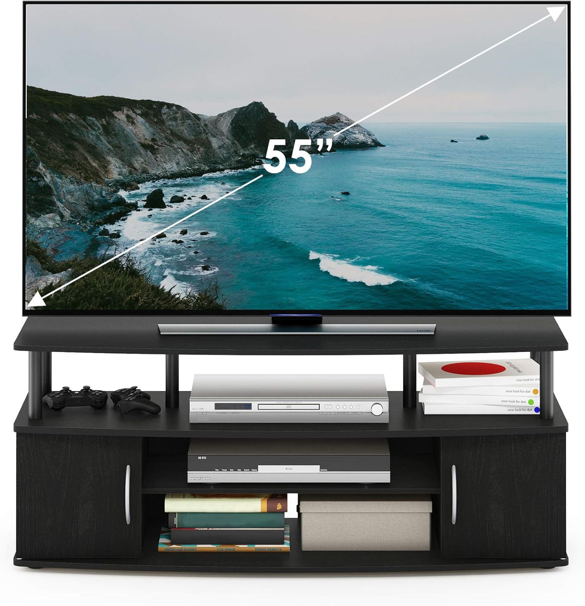 JAYA Large Entertainment Stand for TV Up to 55 Inch, Blackwood