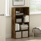 PASIR Book Shelf, 4-Tier Bookshelf, Bookcase with Open Shelf, 9.4 x 23.6 x 41.7, for Living Room, Bedroom, Home Office, Amber Pine