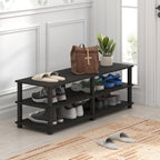 TURN-S-TUBE Shoe Rack, 3-Tier Wide Shoe Organizer, Open Shelf Rectangular Shoe Storage Rack, 11.6 x 47.2 x 15.4, Toolless Assembly, for Closet Entryway, Office, Garage, Espresso