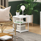 CAMNUS Side Table, 2-Tier Modern Metal Frame End Table with Open Shelf, Night Stand, Bedside Table, for Living Room, Bedroom, White