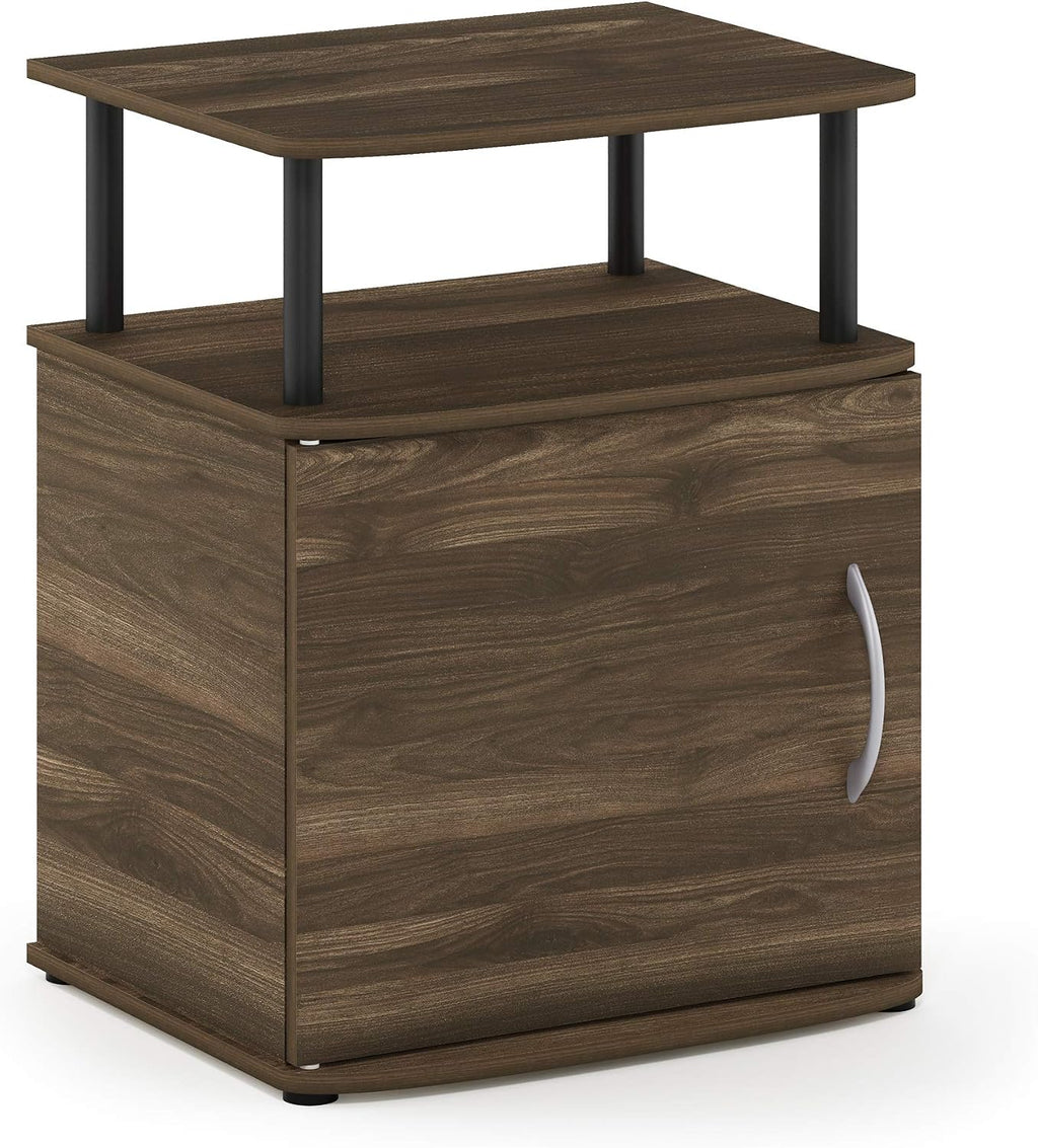 Jaya 2-Tier Side Table, Rustic Brown Closed Storage End Table, Night Stand, Bedside Table for Living Room, Bedroom, Home Office, Brown Walnut/Black