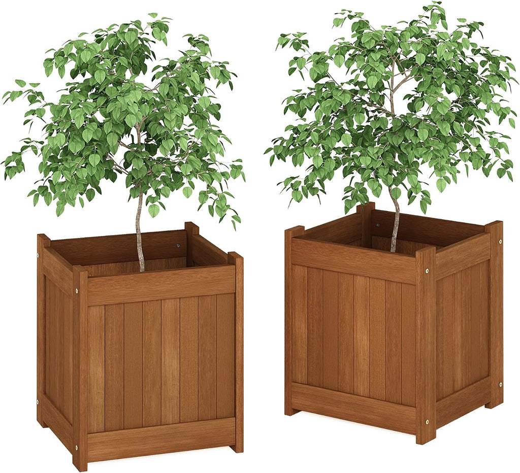 2-FG16450 Tioman Hardwood Flower Box, Two-Pack, Natural