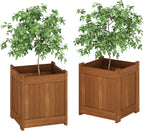 2-FG16450 Tioman Hardwood Flower Box, Two-Pack, Natural