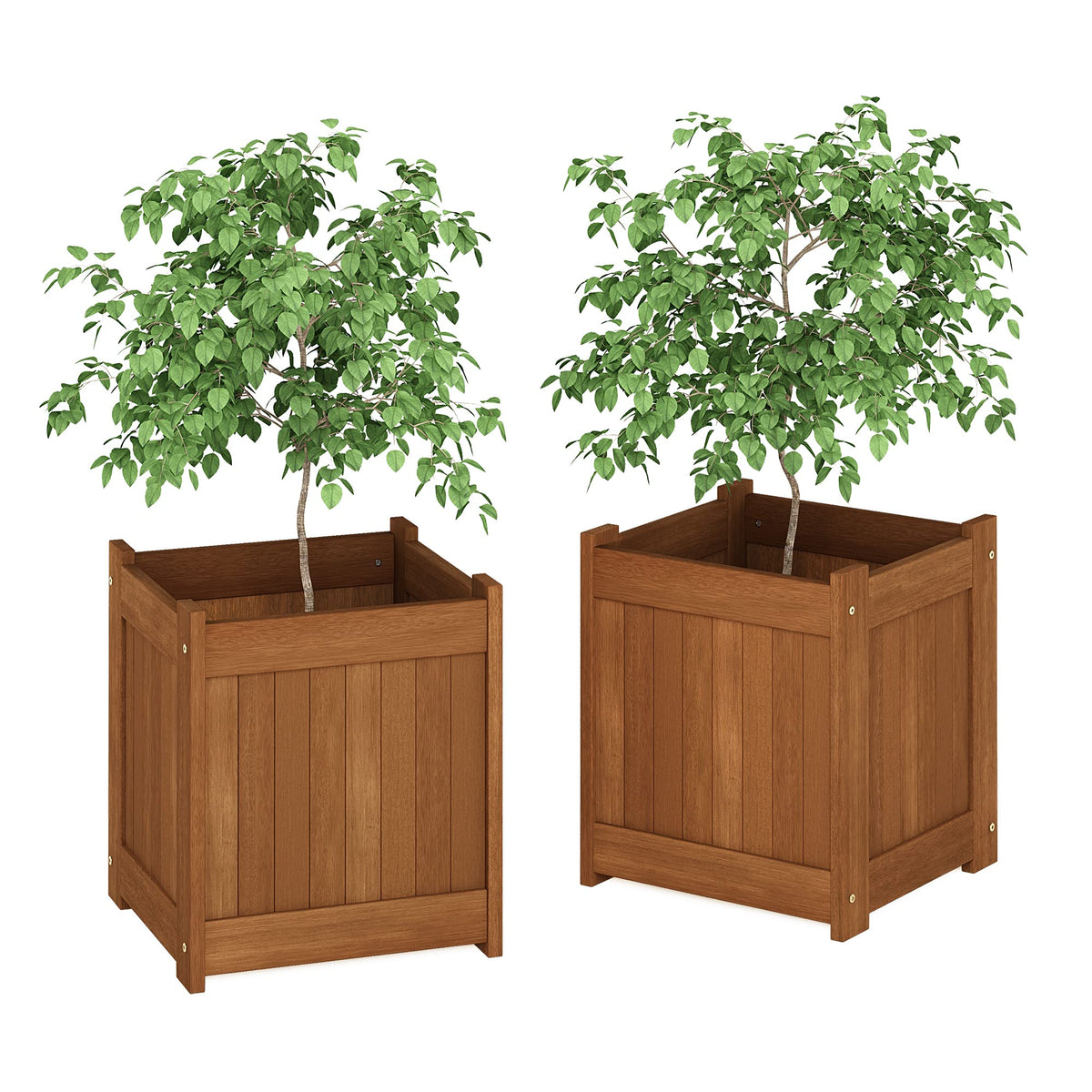 2-FG16450 Tioman Hardwood Flower Box, Two-Pack, Natural