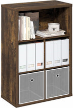 Cubicle 5-Cube Book Shelf, Cube Storage Organizer, Amber Oak