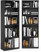 Jaya 5-Tier Book Shelf with Adjustable Shelves Set of 2, Darkwood