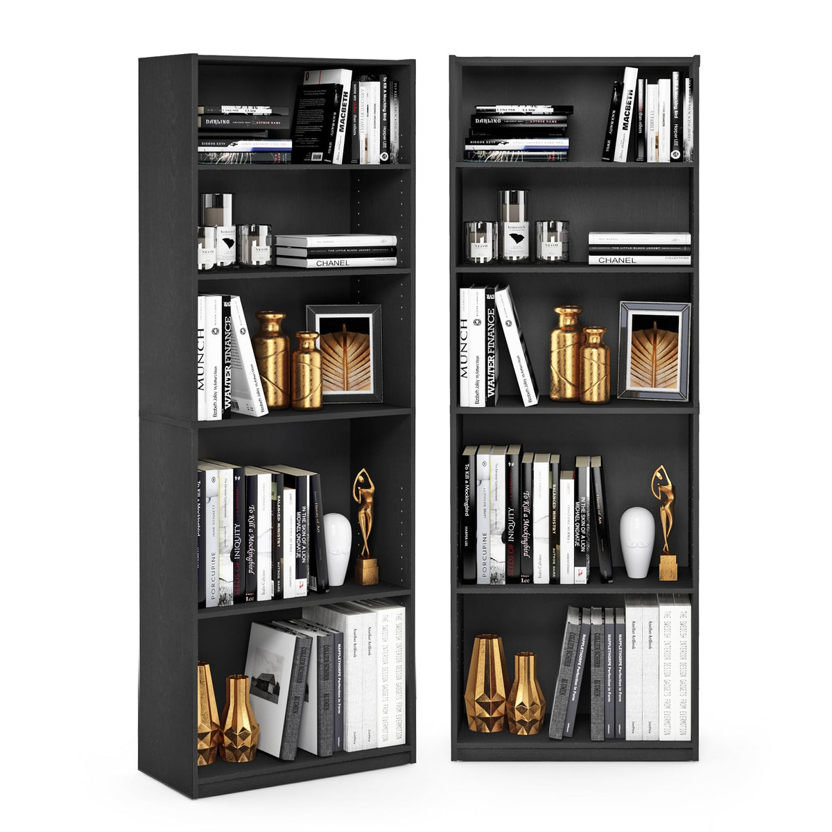 Basic 3-Tier Book Shelf with Open Shelves, Dark Walnut