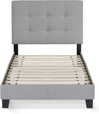 Laval Button Tufted Upholstered Platform Bed Frame, Twin, Glacier