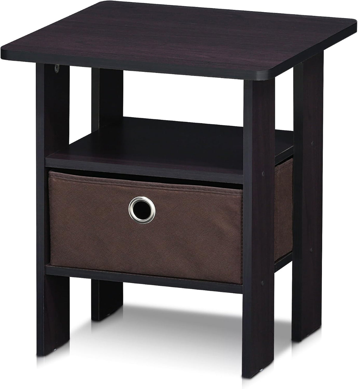 ANDREY Square Side Table, End Table, Night Stand, Dark Walnut
