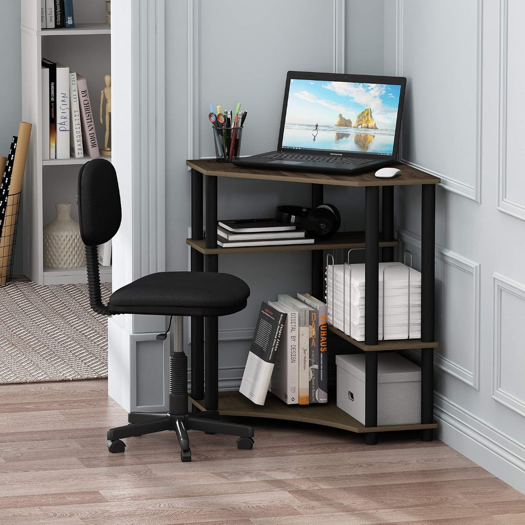 Turn-N-Tube Toolless Corner Baker Racks, Desk, Columbia Walnut