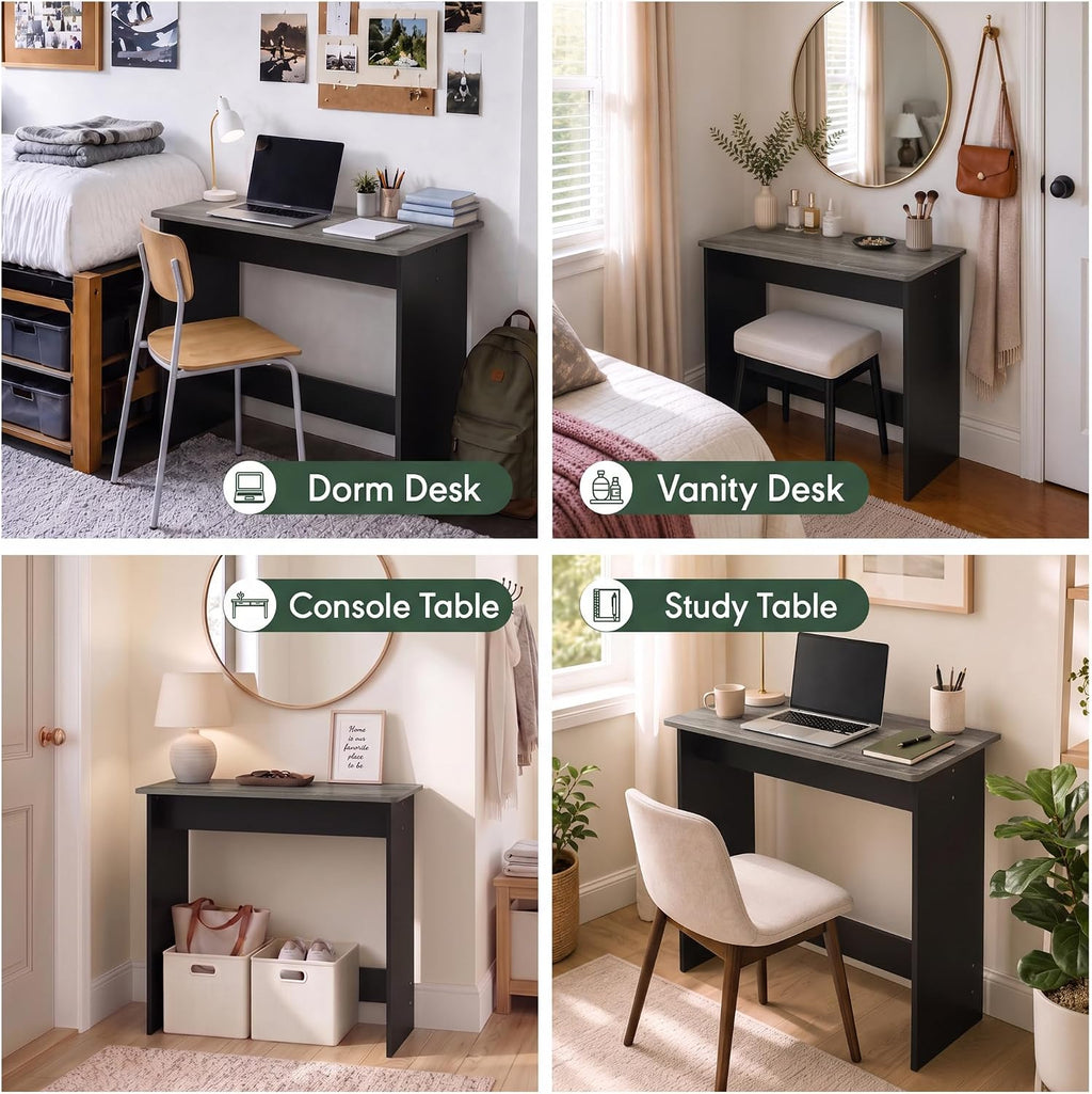 Simplistic Small Desk, 31.3" Wide Gaming Desk, Rectangular Computer Desk with Rounded Edges, Office Desk for Home Office, Bedroom, Study Room, Dorm, French Oak