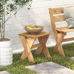 Compact Patio Table with X-Leg, Easy Assembly, Pine Wood
