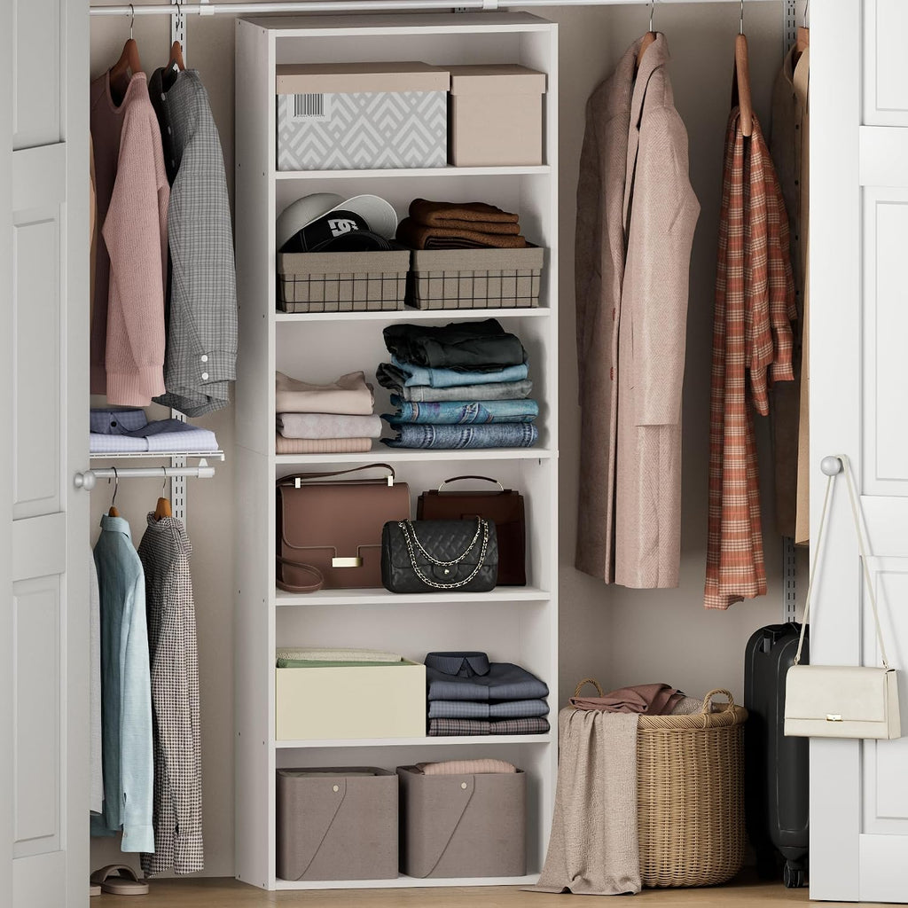 Reed Closet Organizers and Storage, 6-Tier Organizer, White