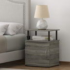 Jaya 2-Tier Side Table Set of 2, with Door Cabinet, French Oak